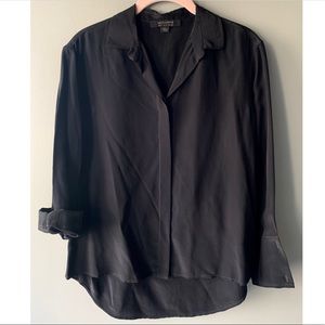 All Saints Black Button Down Blouse Top